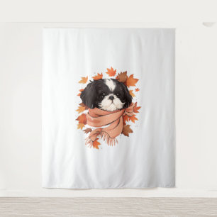 Shih Tzu Fall Dog Autumn Leaves Thanksgiving Copy Tapestry