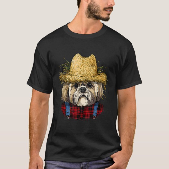 Shih Tzu Farmer Farming Agriculture Rancher Pet Do T-Shirt (Front)