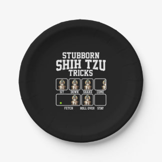 Shih Tzu Gift |Stubborn Dog Tricks Dog Lover Paper Plate