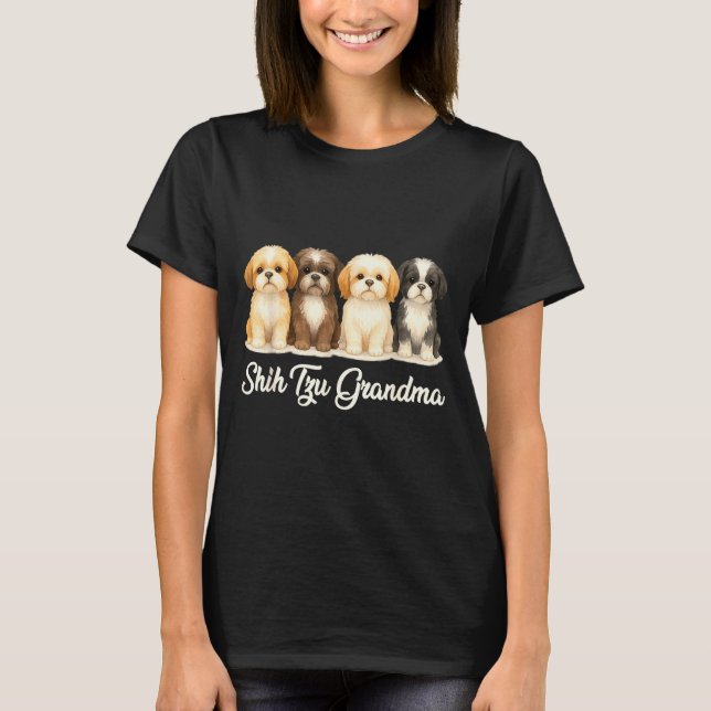 Shih Tzu Grandma Cute Dog Lover Gift Funny Women P T-Shirt (Front)