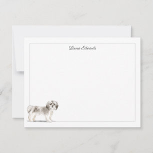 Shih Tzu Gray Border Personalized Card
