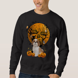 Shih Tzu Halloween Costume Moon Skull Tree Owl Men Sweatshirt
