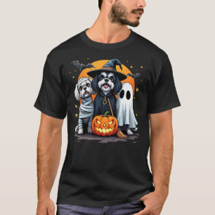 Shih Tzu Halloween Costume Mummy Witch Ghost Dog L T-Shirt