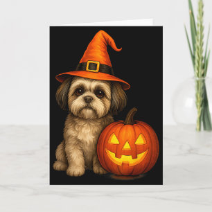 Shih Tzu Halloween Pumpkin Dog Costume Family Matc Card