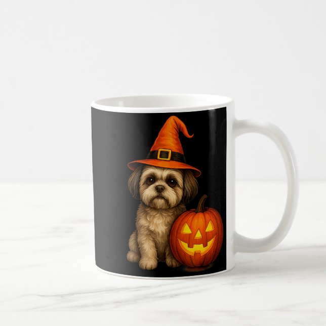 Shih Tzu Halloween Pumpkin Dog Costume Family Matc Coffee Mug (Right)