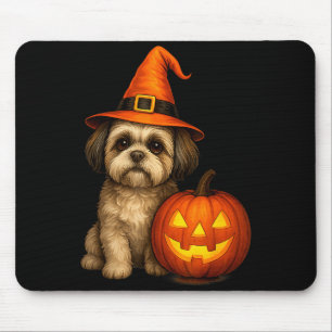 Shih Tzu Halloween Pumpkin Dog Costume Family Matc Mouse Pad