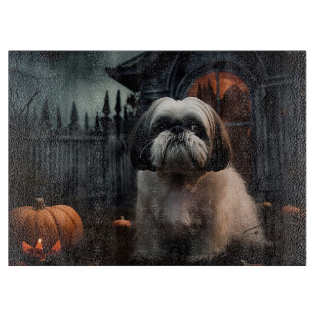 Shih Tzu Halloween Scary Cutting Board (Front)