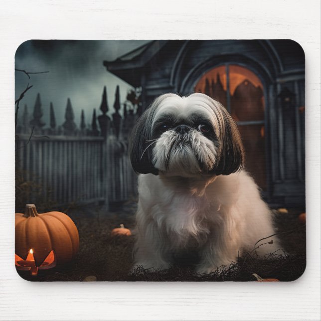 Shih Tzu Halloween Scary Mouse Pad (Front)