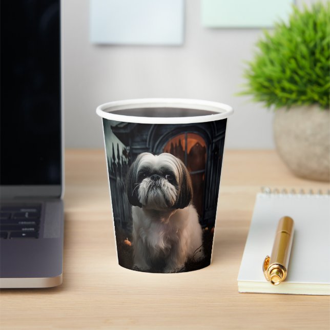 Shih Tzu Halloween Scary Paper Cups (Insitu)