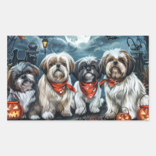Shih Tzu Halloween Spooky Rectangular Sticker