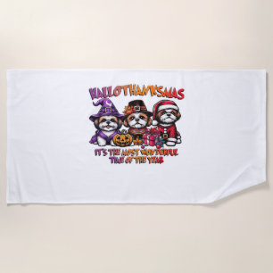Shih Tzu Halloween Thanksgiving Christmas Classic Beach Towel