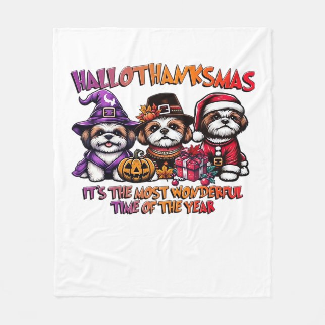 Shih Tzu Halloween Thanksgiving Christmas Classic  Fleece Blanket (Front)