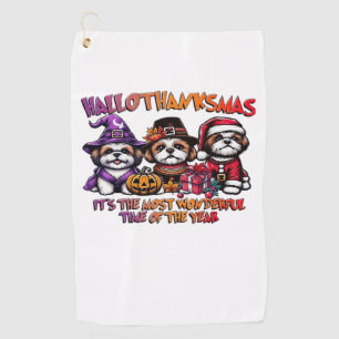 Shih Tzu Halloween Thanksgiving Christmas Classic  Golf Towel