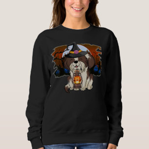 Shih Tzu Halloween Witch Hat Costumes Cute Dog Moo Sweatshirt