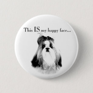 Shih Tzu Happy Face 6 Cm Round Badge