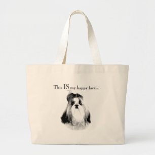 Shih Tzu Happy Face Large Tote Bag