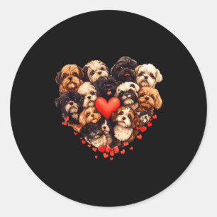 Shih Tzu Heart-shaped Cute Shih Tzu Valentines Day Classic Round Sticker