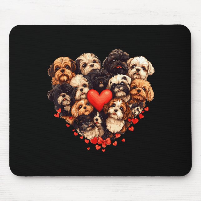 Shih Tzu Heart-shaped Cute Shih Tzu Valentines Day Mouse Pad (Front)