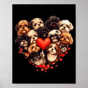 Shih Tzu Heart-shaped Cute Shih Tzu Valentines Day Poster