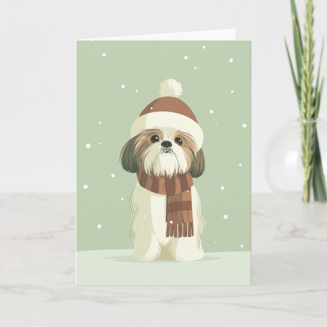 Shih Tzu Holiday Greeting Card (Front)