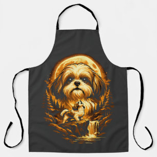 Shih Tzu Howling to The Moon Funny Dog Apron