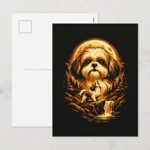 Shih Tzu Howling to The Moon Funny Dog Holiday Postcard