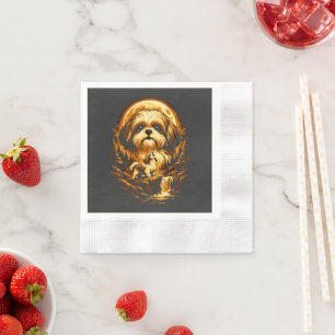 Shih Tzu Howling to The Moon Funny Dog Napkin