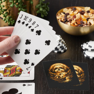 Shih Tzu Howling to The Moon Funny Dog Playing Cards