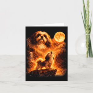 Shih Tzu Howling to The Moon Funny Vintage 90s Dog Card