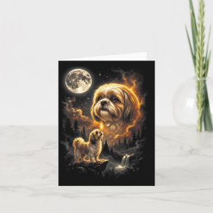 Shih Tzu Howling to The Moon Retro Vintage 90s Card