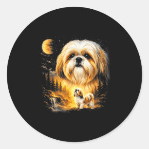 Shih tzu howling to the moon vintage 90s funny dog classic round sticker