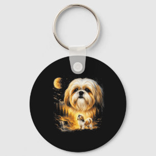 Shih Tzu Howling to The Moon Vintage 90s Funny Dog Key Ring
