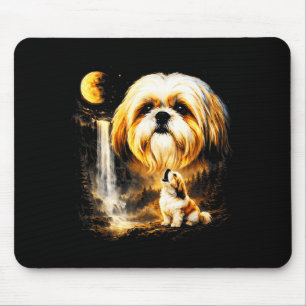 Shih tzu howling to the moon vintage 90s funny dog mouse pad