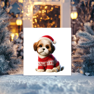 Shih Tzu in Red Sweater Holiday Card