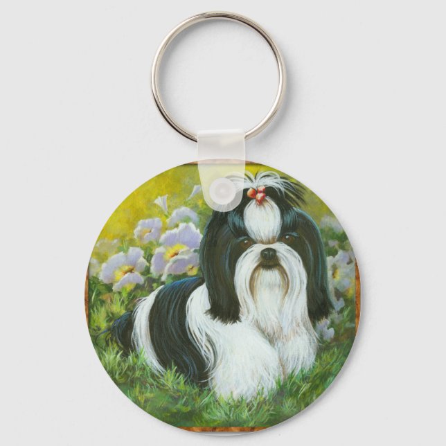 Shih Tzu in the Garden Keychain (Front)