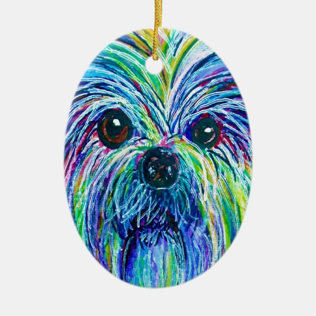 Shih Tzu Intense Colours Ceramic Tree Decoration (Front)