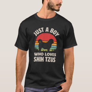 Shih Tzu Just A Boy Who Loves Dogs Men Retro Vinta T-Shirt