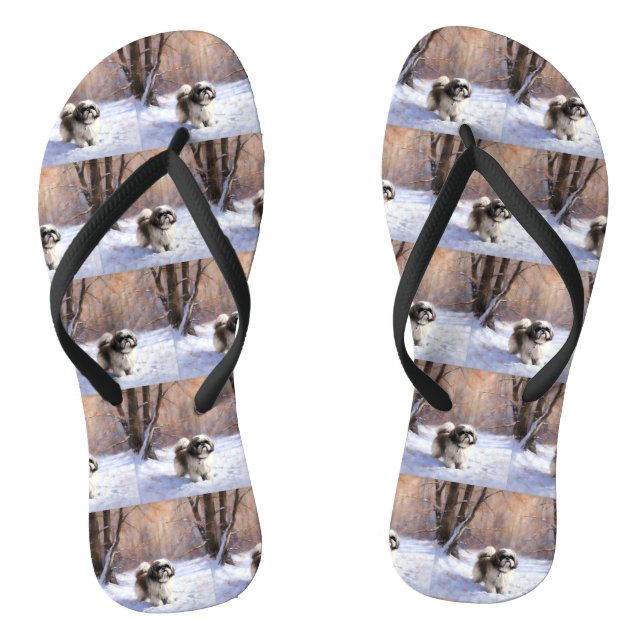 Shih Tzu Let It Snow Christmas  Jandals (Footbed)