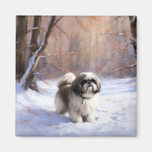 Shih Tzu Let It Snow Christmas Magnet