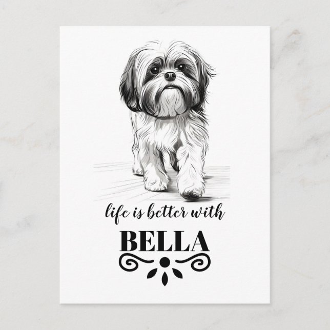 Shih Tzu Life is better with Custom Dog Name Postcard (Front)