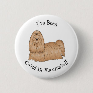 Shih tzu long hair dog cartoon illustration 6 cm round badge