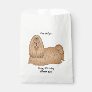 Shih tzu long hair dog cartoon illustration favour bags