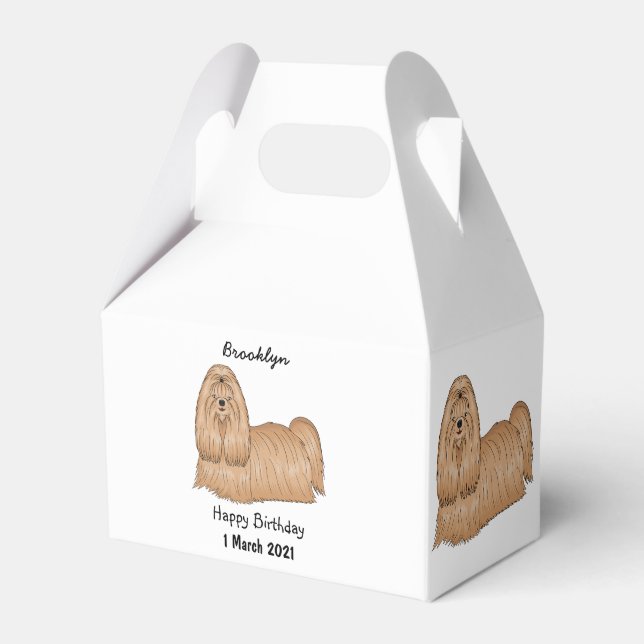 Shih tzu long hair dog cartoon illustration favour box (Front Side)