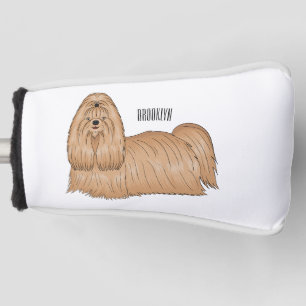 Shih tzu long hair dog cartoon illustration golf head cover