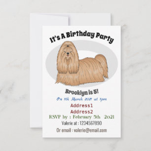 Shih tzu long hair dog cartoon illustration invitation