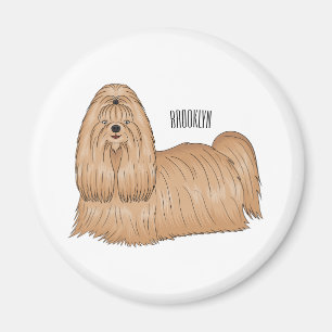 Shih tzu long hair dog cartoon illustration magnet