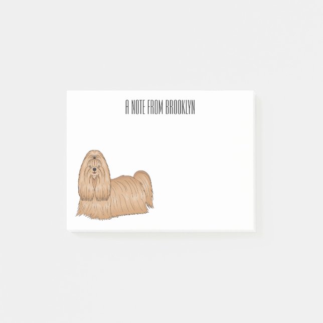 Shih tzu long hair dog cartoon illustration  post-it notes (Front)