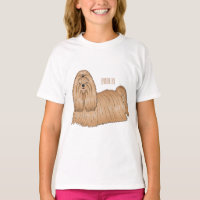 Shih tzu long hair dog cartoon illustration 