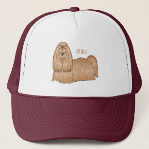Shih tzu long hair dog cartoon illustration trucker hat