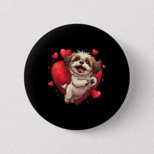 Shih Tzu Love Heart For Valentines Day On Shih Tzu 6 Cm Round Badge